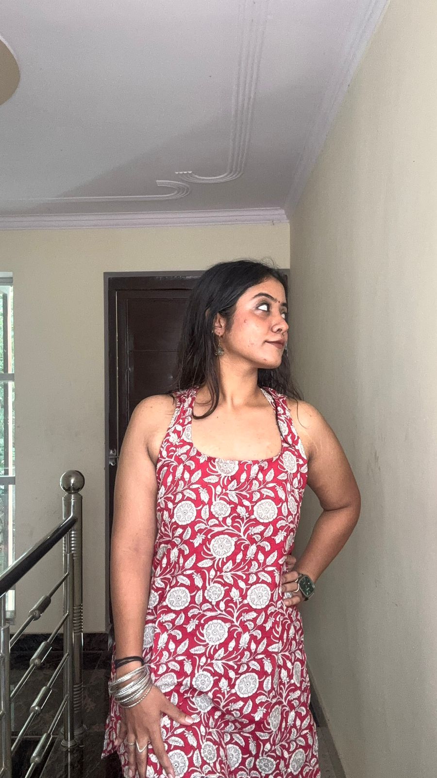 Cherry Red Cotton Kurti